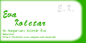 eva koletar business card